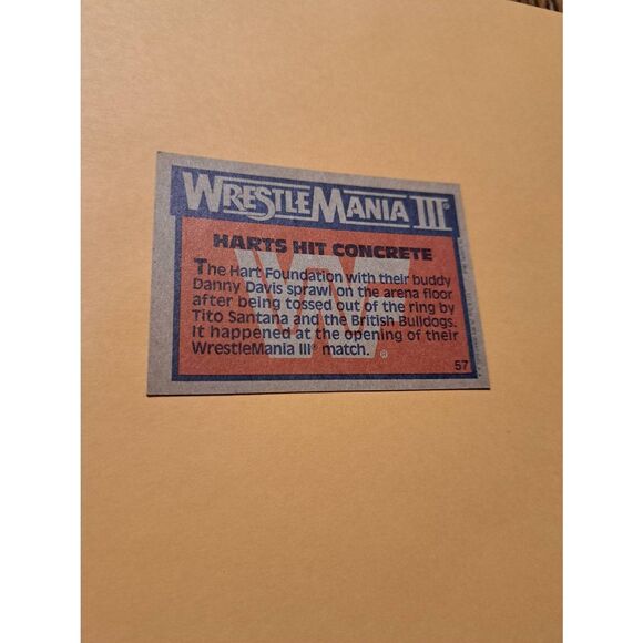 Vintage 1987 Topps WWF WrestleMania III Card #57 The Hart Foundation Danny Davis - Picture 2 of 2